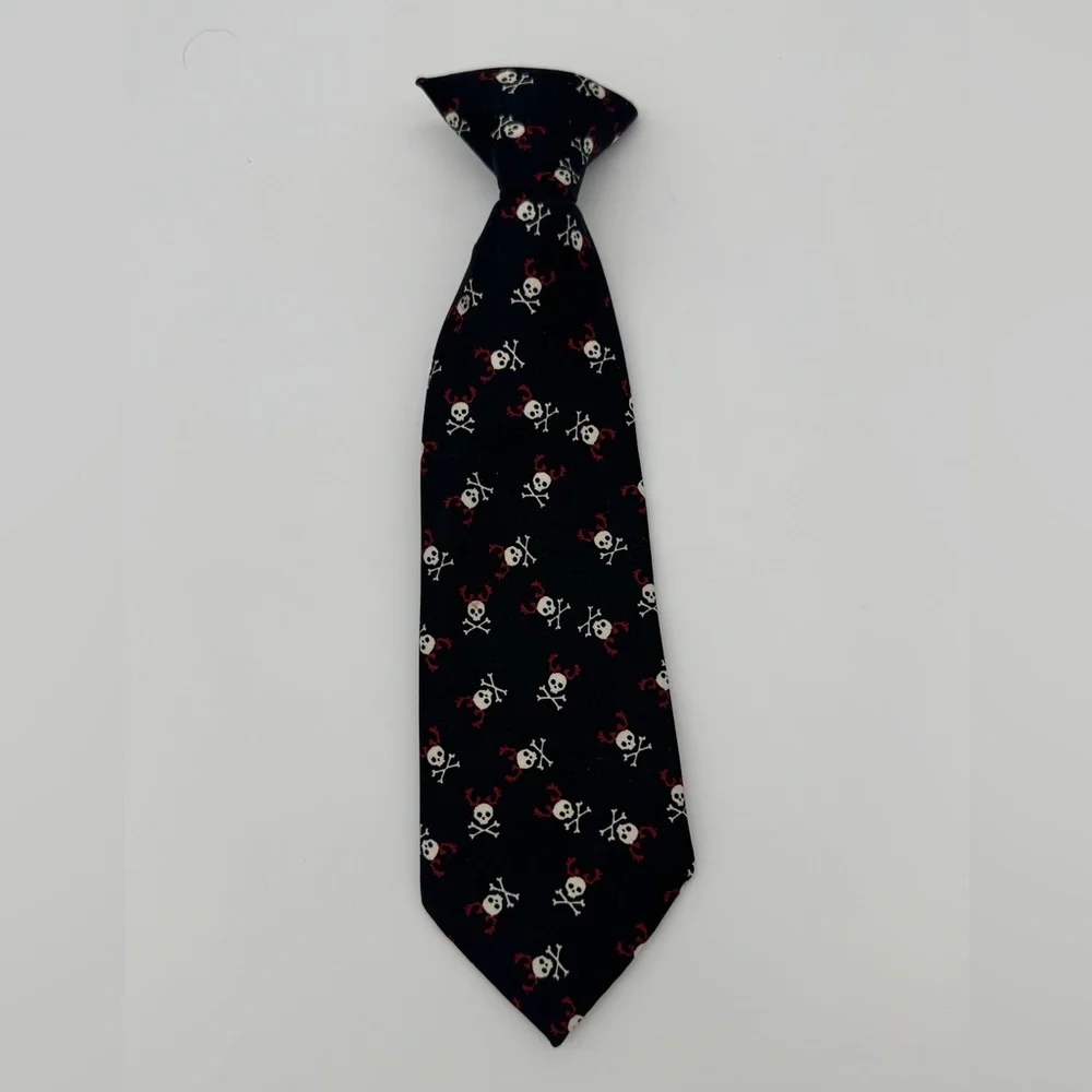 Baby Gap clip on neck tie fun skeleton pattern black formal dressy
